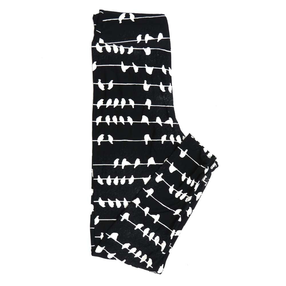 LuLaRoe One Size OS Birds on a Wire Black White Leggings fits Adult Women sizes 2-10  4476-L