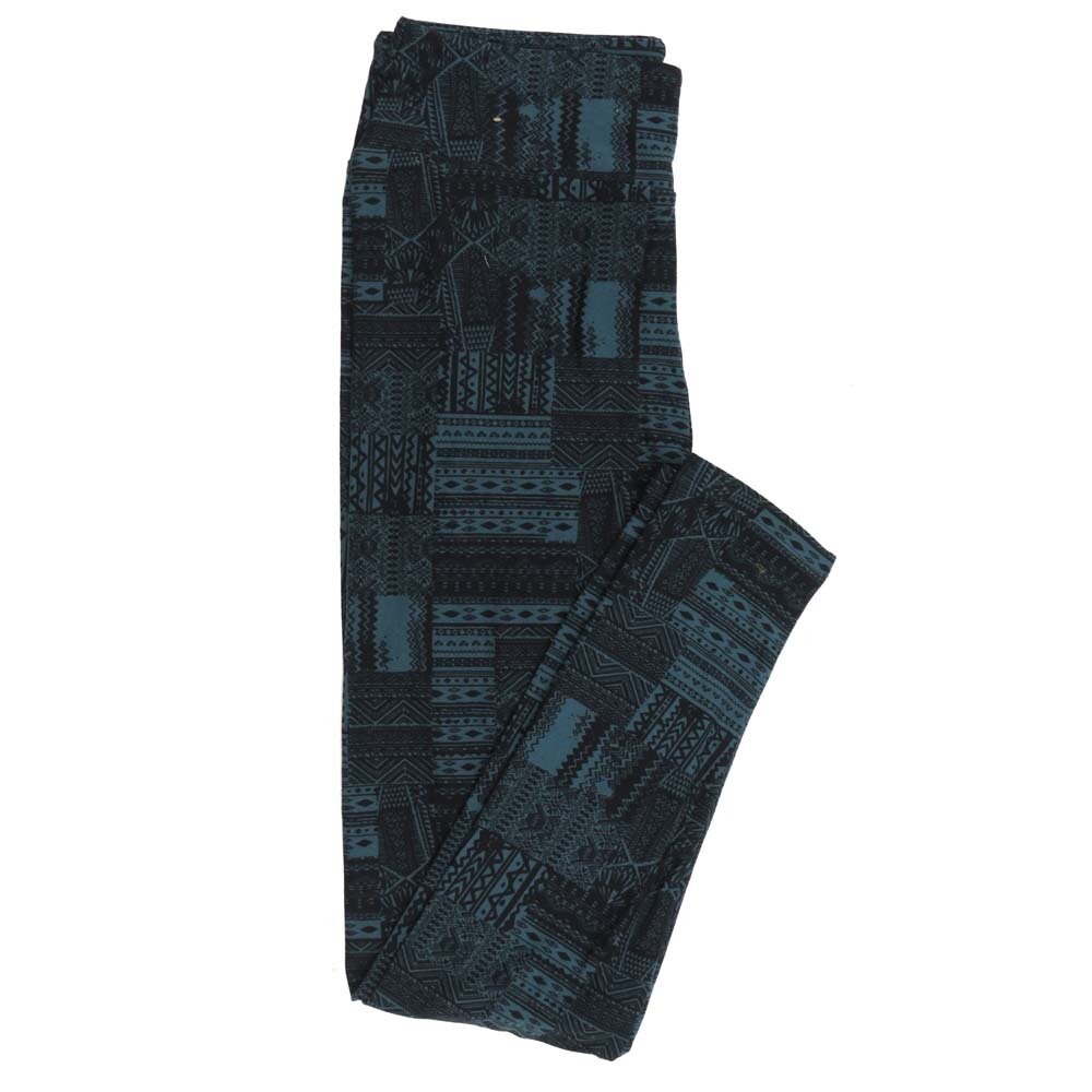 LuLaRoe One Size OS Geometric Patchwork Stripe Chevrons Black Gray Leggings fits Adult Women sizes 2-10  4476-E2