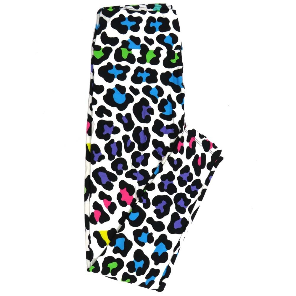 LuLaRoe One Size OS Leopard Skin White Black Purple Yellow Green Leggings fits Adult Women sizes 2-10  4475-N