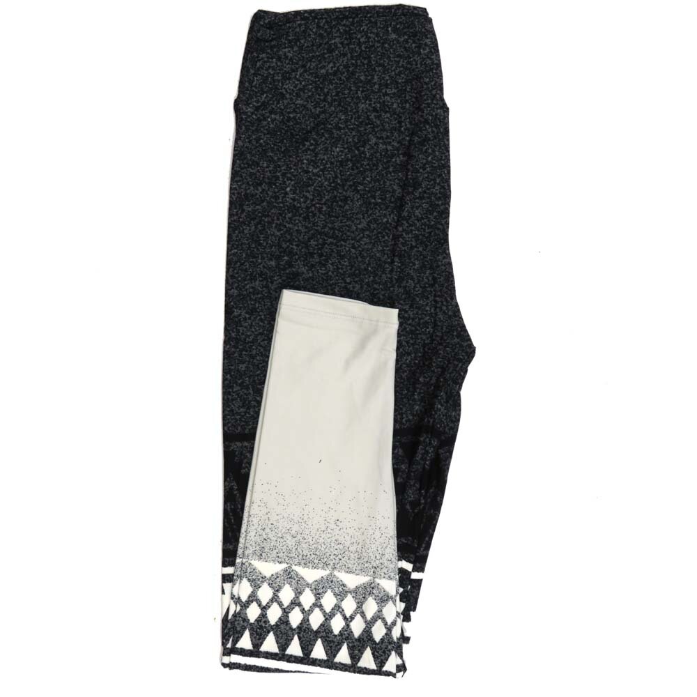 LuLaRoe One Size OS Geometric Stripe Gray White Black Leggings fits Adult Women sizes 2-10  4475-K
