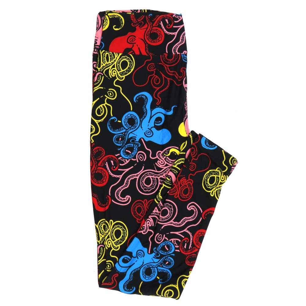 LuLaRoe One Size OS Octopus Black Red Yellow Blue Pink Leggings fits Adult Women sizes 2-10  4475-C2