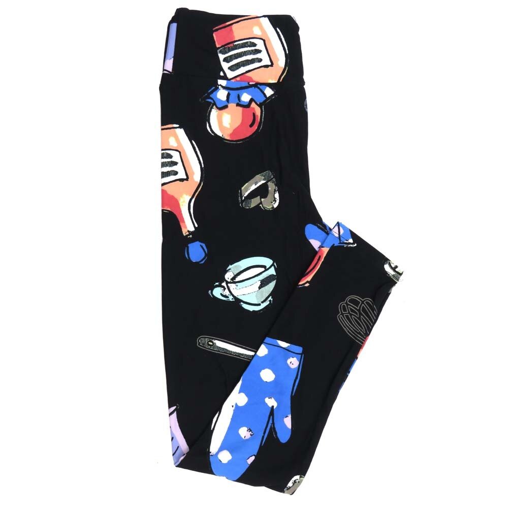 LuLaRoe One Size OS Cooking Tools Cups Whisks Jars Black Blue White Red Leggings fits Adult Women sizes 2-10 4474-G5