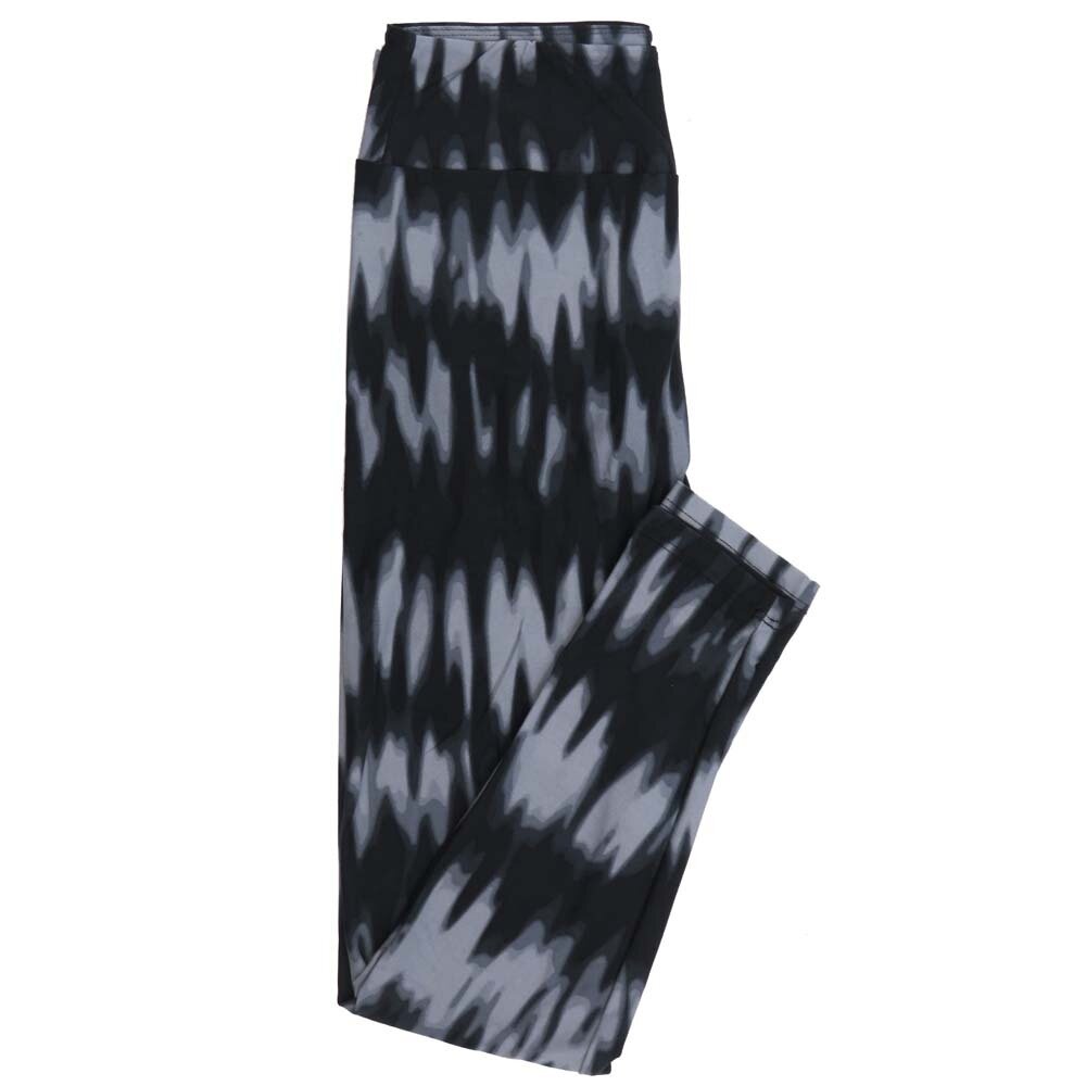 LuLaRoe One Size OS Mottled Stripe Dye Black Gray Leggings fits Adult Women sizes 2-10  4473-B5