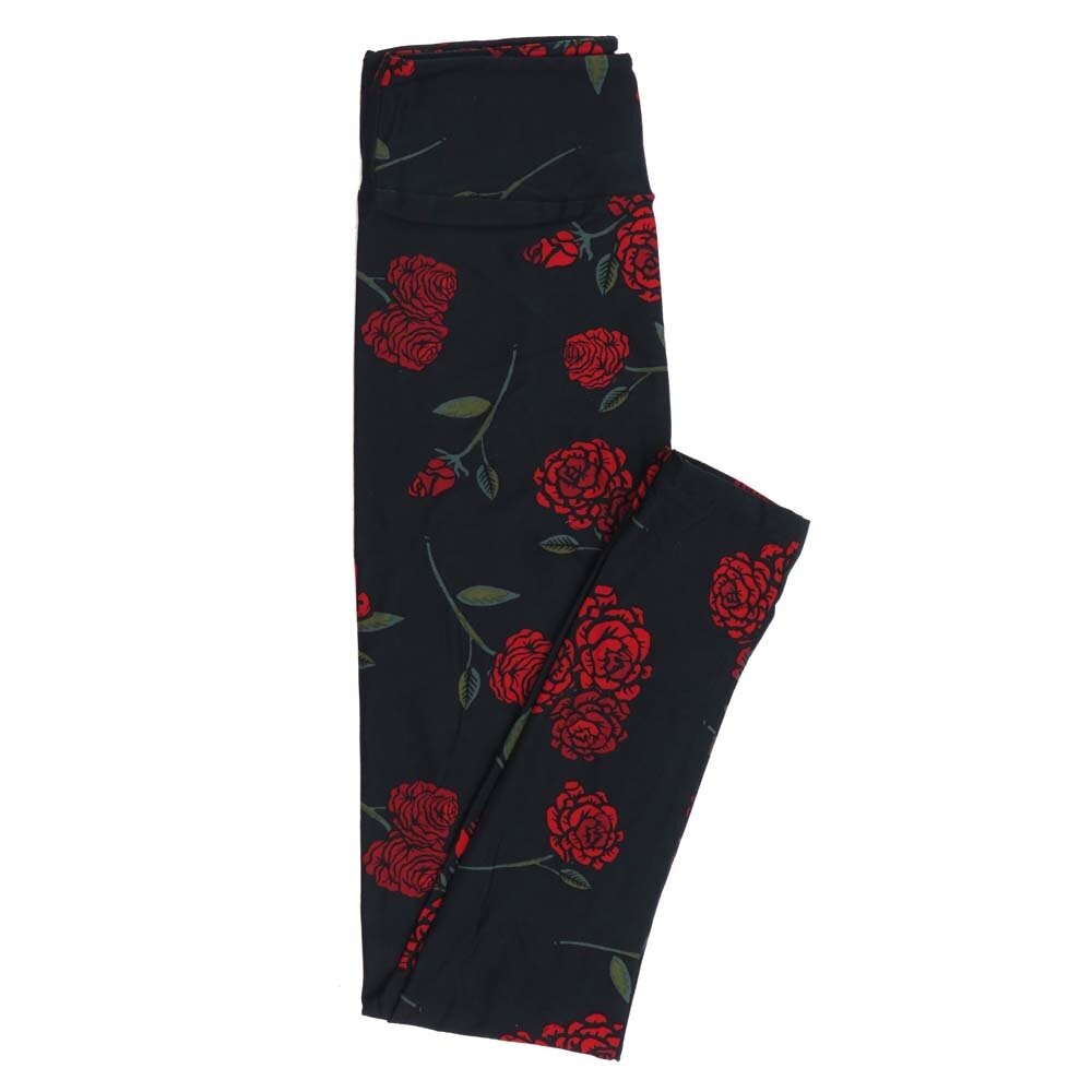 LuLaRoe One Size OS Roses Black Green Pink Gray Leggings fits Adult Women sizes 2-10  4470-A5