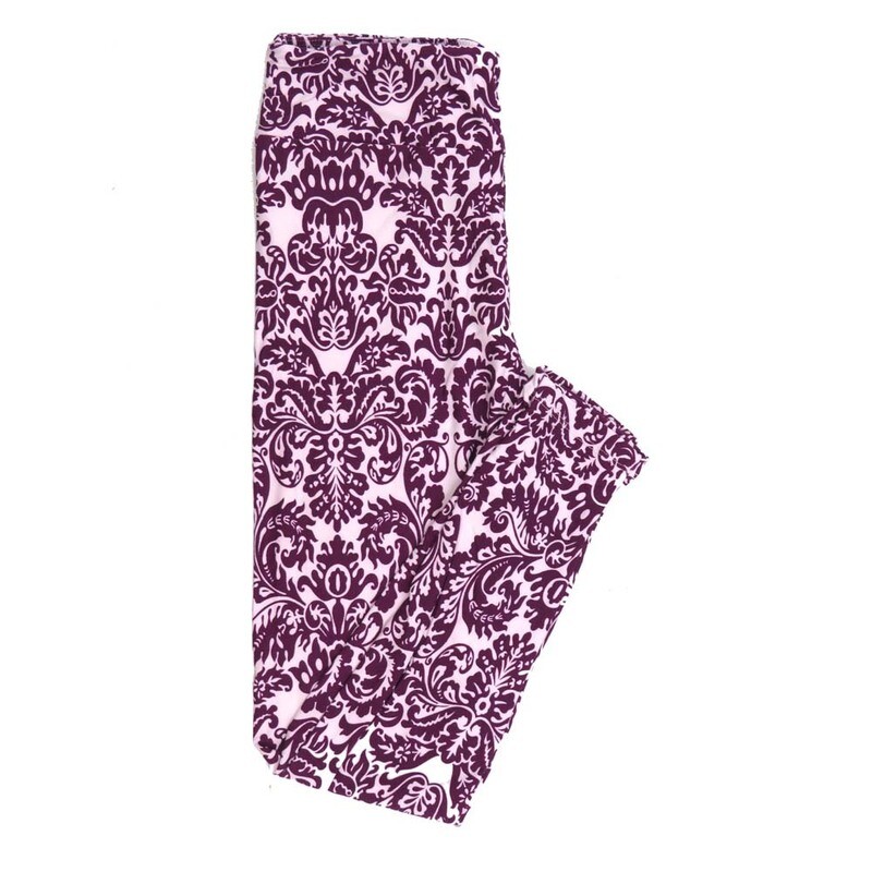 LuLaRoe One Size OS Ornate Filigre Pink White Leggings fits Adult Women sizes 2-10  4470-C5