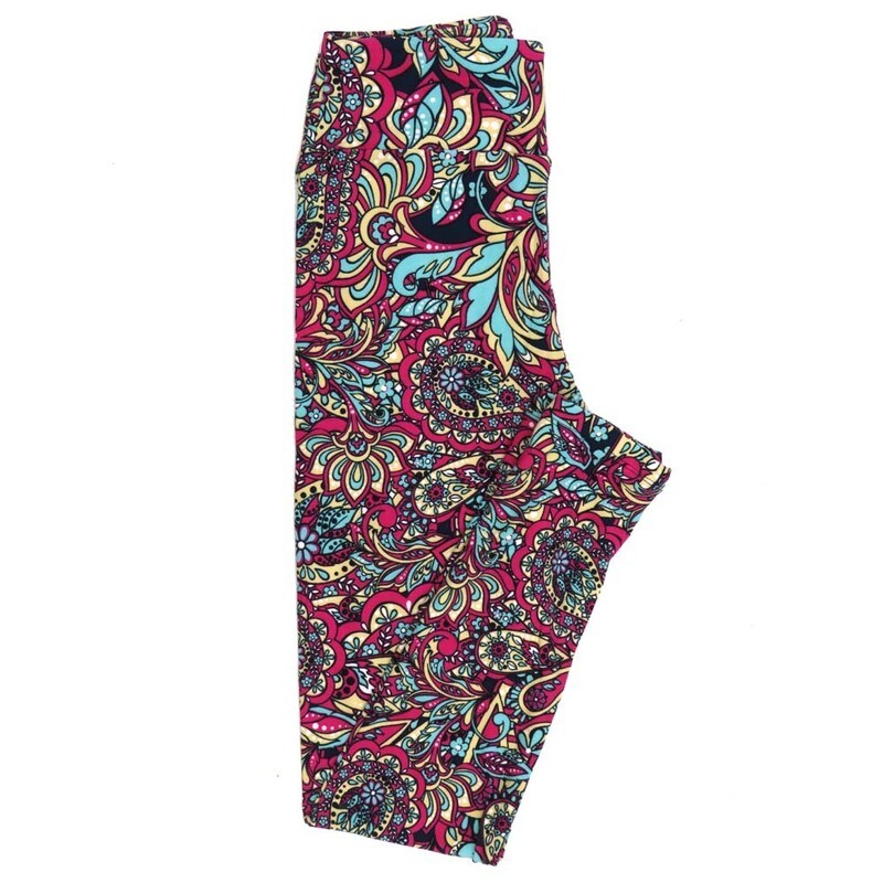 LuLaRoe One Size OS Paisley Floral Purple Blue Pink Black Leggings fits Adult Women sizes 2-10  4476-X