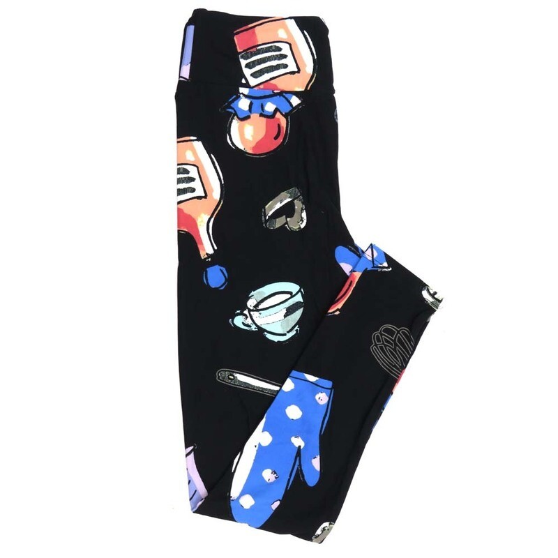 LuLaRoe One Size OS Cooking Tools Cups Whisks Jars Black Blue White Red Leggings fits Adult Women sizes 2-10  4474-G5
