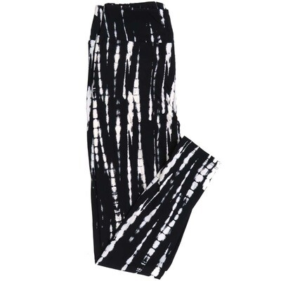 LuLaRoe One Size OS Stripe Black Off White Leggings fits Adult Women sizes 2-10 4472-G5