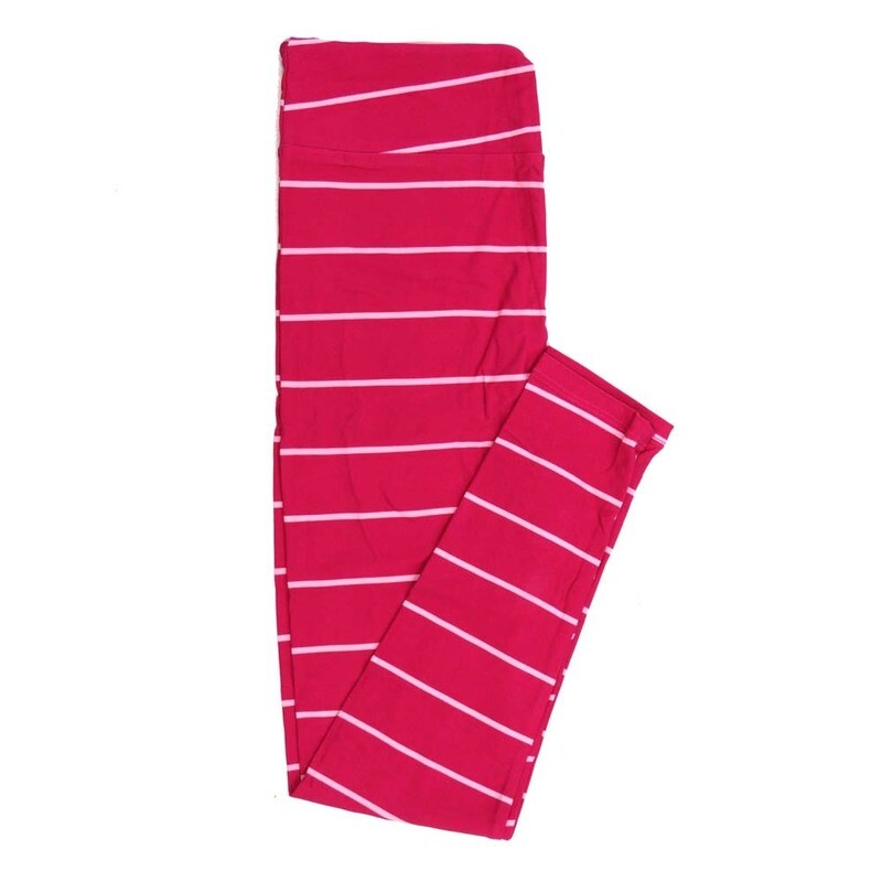 LuLaRoe One Size OS Stripe Pink Leggings fits Adult Women sizes 2-10  4471-G6