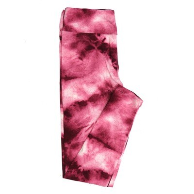 LuLaRoe One Size OS Batik Abstract Dye Red Pink White Leggings fits Adult Women sizes 2-10  4472-C6