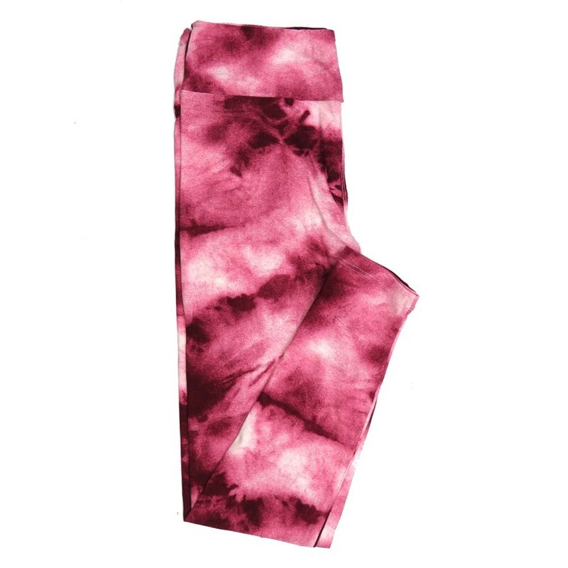 LuLaRoe One Size OS Batik Abstract Dye Red Pink White Leggings fits Adult Women sizes 2-10  4472-C6