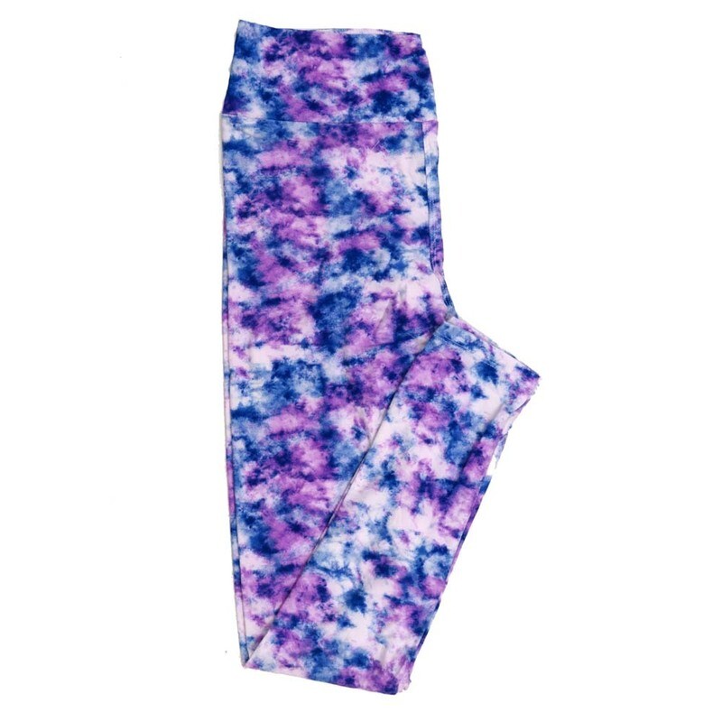 LuLaRoe One Size OS Batik Abstract Dye Blue White Leggings fits Adult Women sizes 2-10  4472-D5