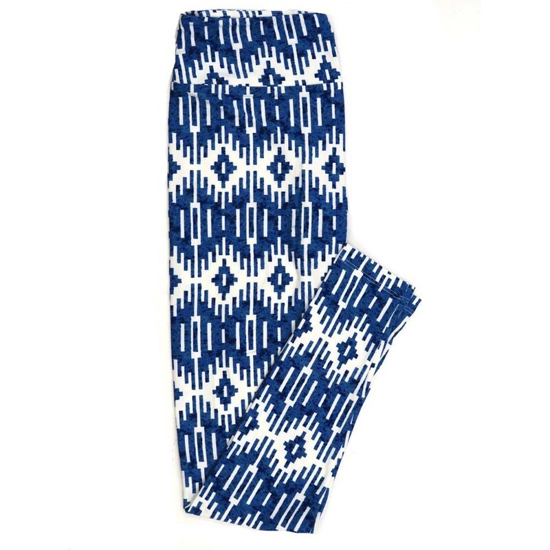 LuLaRoe One Size OS Geometric Blue White Leggings fits Adult Women sizes 2-10  4473-G5