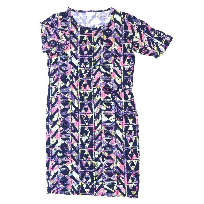 LuLaRoe JULIA g XX-Large (2XL) Geometric Paisley Stripes Form Fitting Knee Length Dress fits Womens sizes 22-24  G-2XL-217