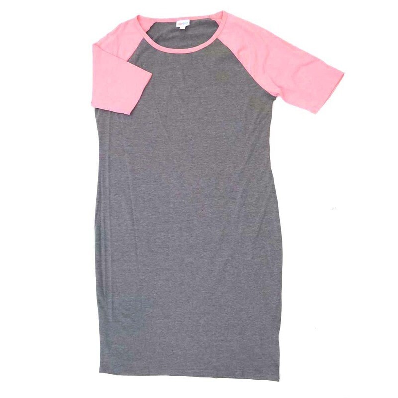 LuLaRoe JULIA g XX-Large (2XL) Solid Heathered Gray Pink Sleeves Form Fitting Knee Length Dress fits Womens sizes 22-24  G-2XL-227