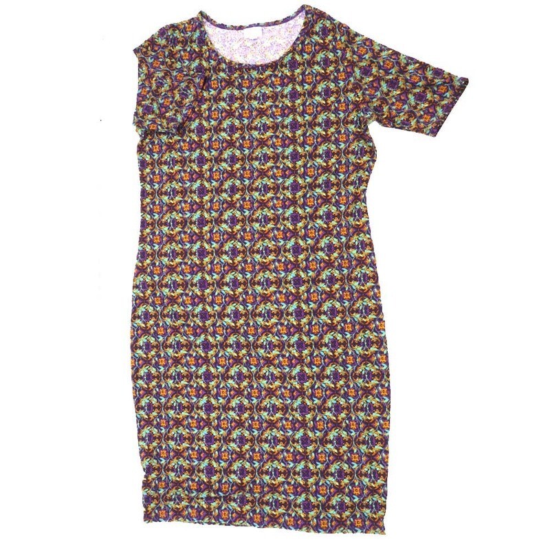 LuLaRoe JULIA g XX-Large (2XL) Floral Abstract Form Fitting Knee Length Dress fits Womens sizes 22-24  G-2XL-230