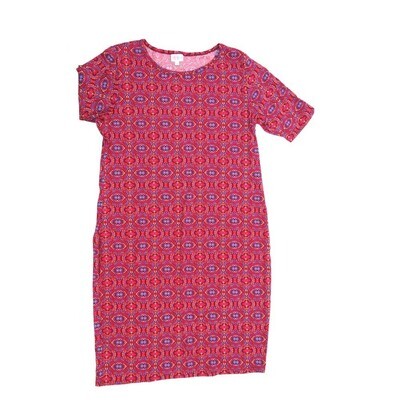 LuLaRoe JULIA f XX-Large (2XL) Trippy Pschedelic Eyes Stripe Red Pink Yellow Blue Form fitting Knee Length Dress fits Womens sizes 20-22 2XL-209