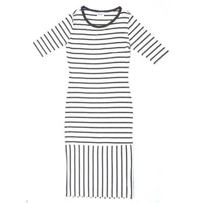 LuLaRoe JULIA a XX-Small (XXS) Stripes Black White Form Fitting Knee Length Dress fits Womens sizes 00-0 A-XXS-254