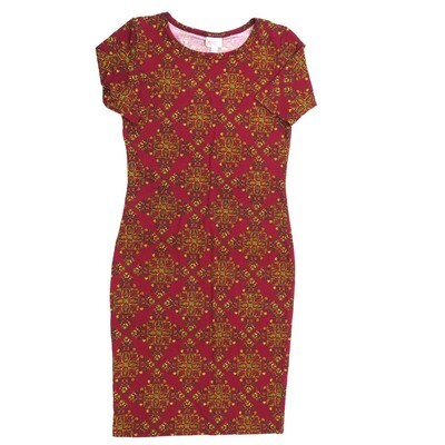 LuLaRoe JULIA a XX-Small (XXS) Mandalas Geometric Checkboard Form fitting Knee Length Dress fits Womens sizes 00-0 XXS-236