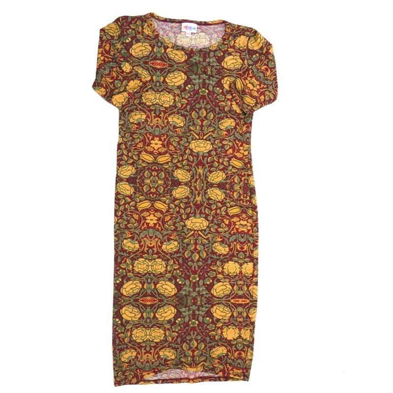 LuLaRoe JULIA a XX-Small (XXS) Floral Vines Trippy 70s Form fitting Knee Length Dress fits Womens sizes 00-0  XXS-233