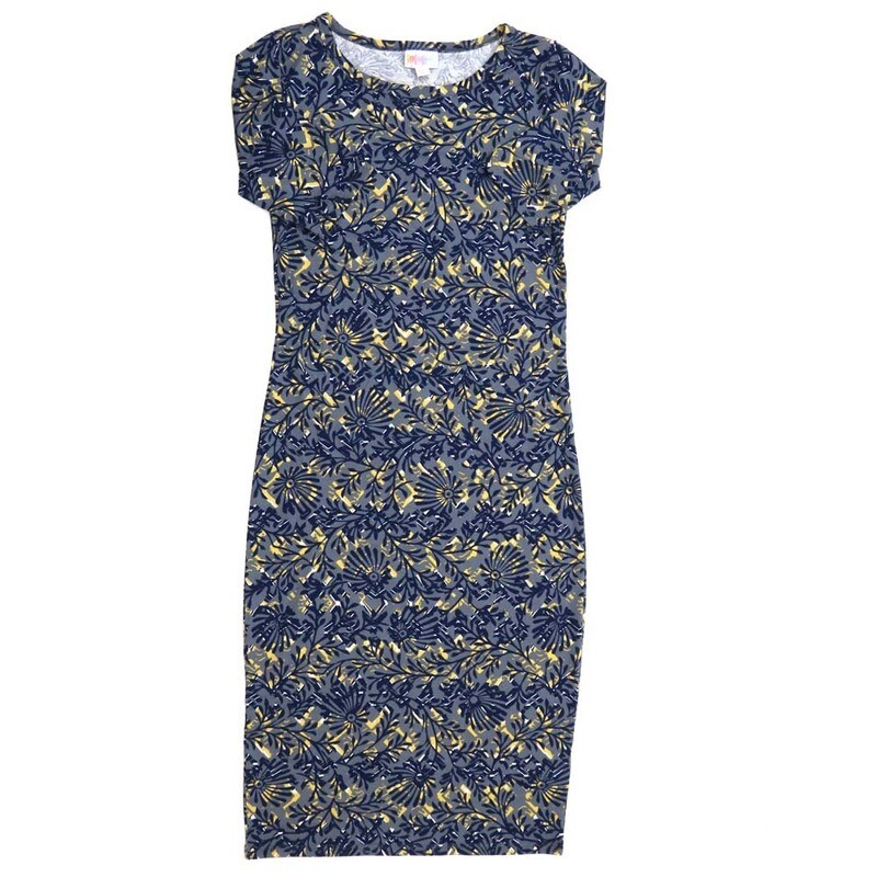 LuLaRoe JULIA a XX-Small (XXS) Floral Pink Yellow Navy Form fitting Knee Length Dress fits Womens sizes 00-0  XXS-230