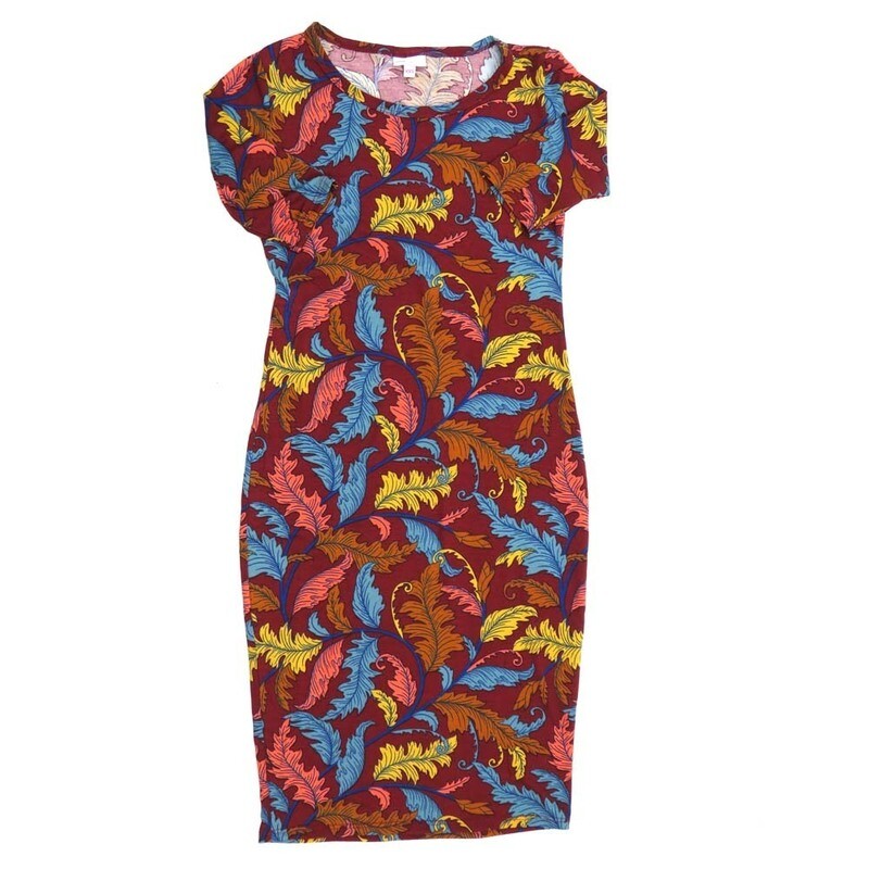 LuLaRoe JULIA a XX-Small (XXS) Floral Red Green Yellow Blue Form fitting Knee Length Dress fits Womens sizes 00-0  XXS-226