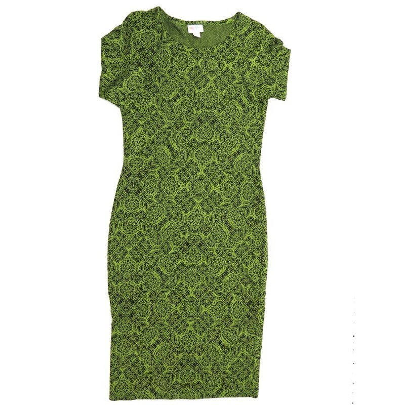 LuLaRoe JULIA a XX-Small (XXS) Trippy Psychedelic 70s Black Gold Form fitting Knee Length Dress fits Womens sizes 00-0  XXS-221