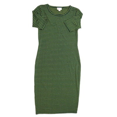 LuLaRoe JULIA a XX-Small (XXS) Stripe Green Form fitting Knee Length Dress fits Womens sizes 00-0 XXS-215
