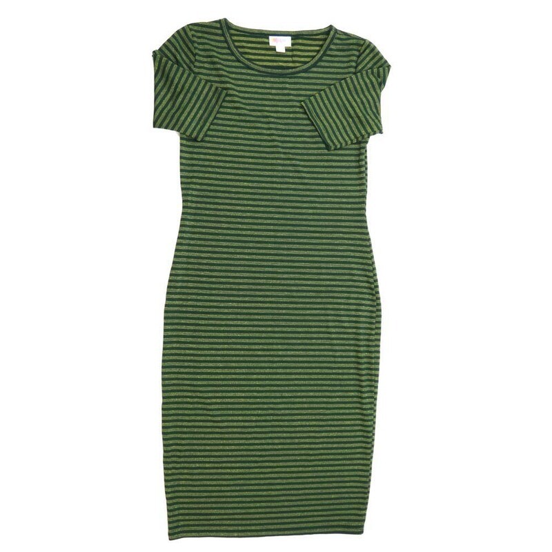 LuLaRoe JULIA a XX-Small (XXS) Stripe Green Form fitting Knee Length Dress fits Womens sizes 00-0  XXS-215