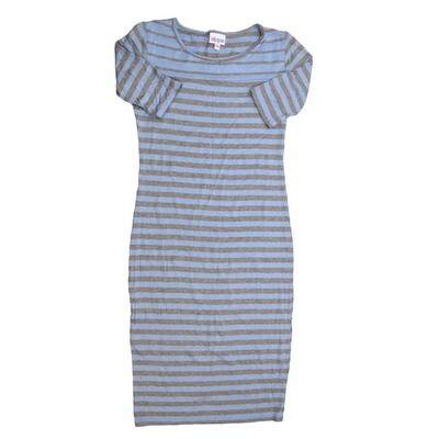 LuLaRoe JULIA a XX-Small (XXS) Stripe Lavender Gray Form fitting Knee Length Dress fits Womens sizes 00-0 XXS-213