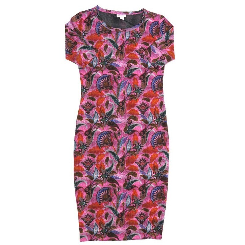 LuLaRoe JULIA a XX-Small (XXS) Paisley Floral Blue Red Black Green Form fitting Knee Length Dress fits Womens sizes 00-0  XXS-210