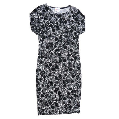 LuLaRoe JULIA a XX-Small (XXS) Paisley Floral Black White Gray Form fitting Knee Length Dress fits Womens sizes 00-0 XXS-208