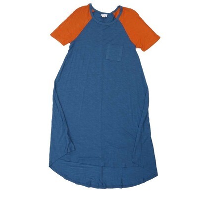 LuLaRoe CARLY a XX-Small XXS Solid Blue Red Swing Dress fits womens sizes 00-0 A-XXS-234-B Retail $55