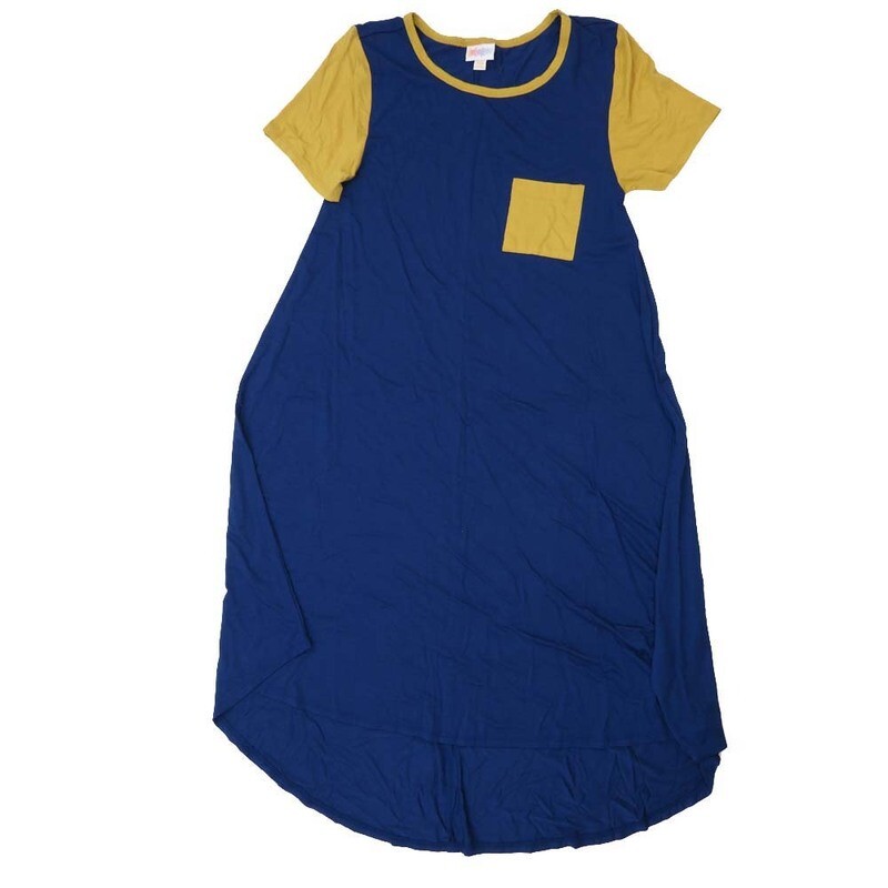 LuLaRoe CARLY a XX-Small XXS Solid Blue Mustard Swing Dress fits womens sizes 00-0  A-XXS-225  Retail $55