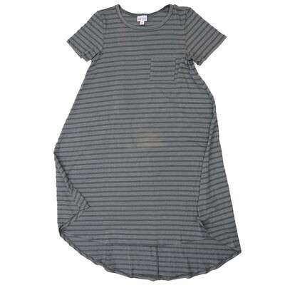 LuLaRoe CARLY a XX-Small XXS Stripe Gray Green Swing Dress fits womens sizes 00-0 A-XXS-220 Retail $55