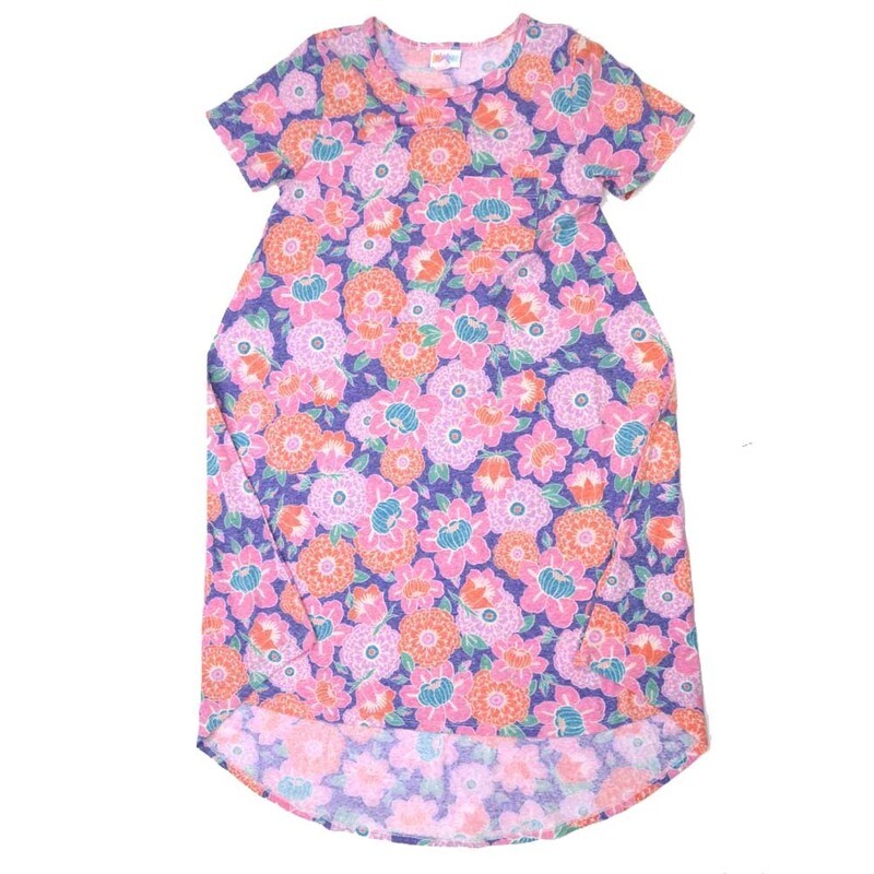 LuLaRoe CARLY a XX-Small XXS Floral Purple Blue White Teal Pink Swing Dress fits womens sizes 00-0  A-XXS-215  Retail $55