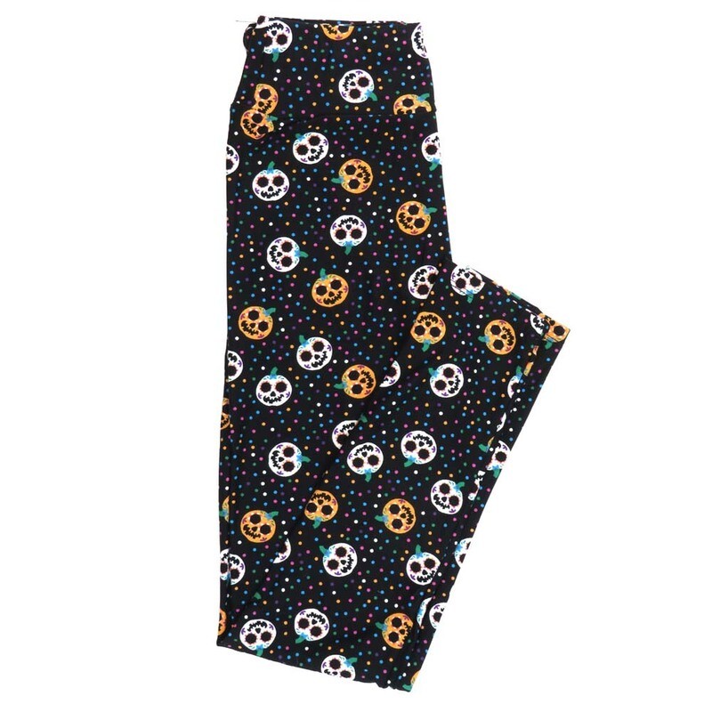 LuLaRoe Tween TW Halloween Pumpkins Jack o Lanterns Polka Dots Leggings fits Adult Women sizes 00-0  3403-E.jpg
