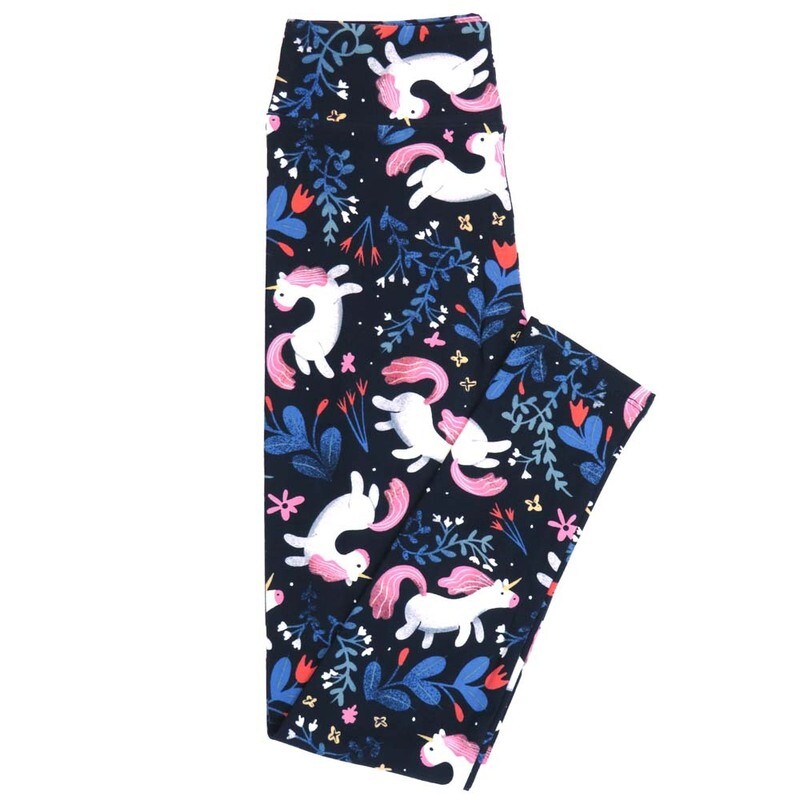 LuLaRoe Tween TW Unicorns Floral Leggings fits Adult Women sizes 00-0  3403-O.jpg