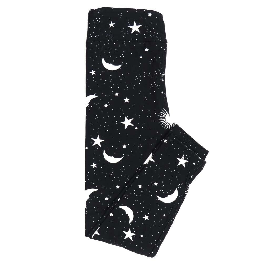 LuLaRoe Kids Sm-Med S/M Moons and Stars Black White Polka Dot Leggings fits kids sizes 2-6  1510-G4-959509