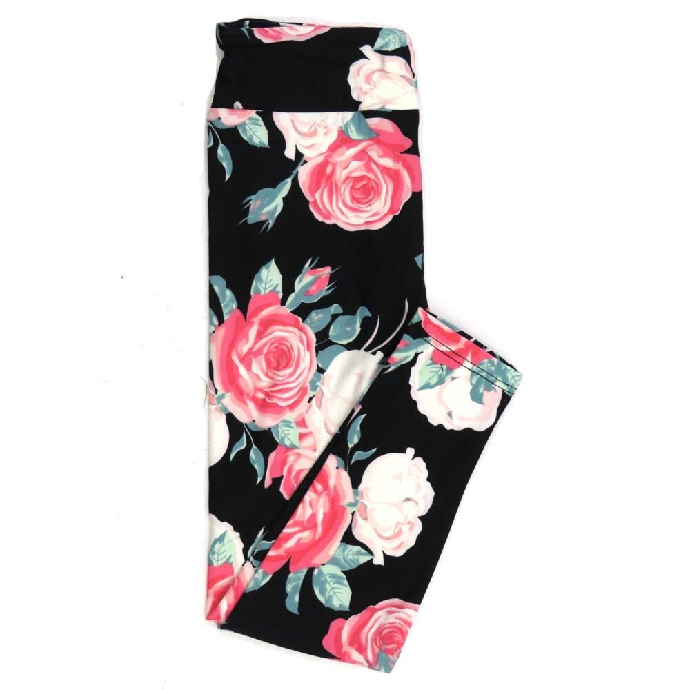 LuLaRoe Kids Sm-Med S/M Roses Black Pink Leggings fits kids sizes 2-6  1508-B7-867865