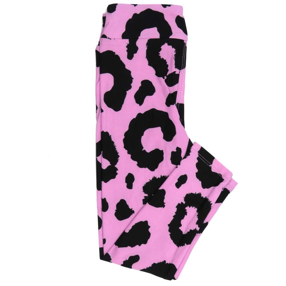 LuLaRoe Kids Sm-Med S/M Leopard Animal Print Pink Black Leggings fits kids sizes 2-6  1507-D8-180937