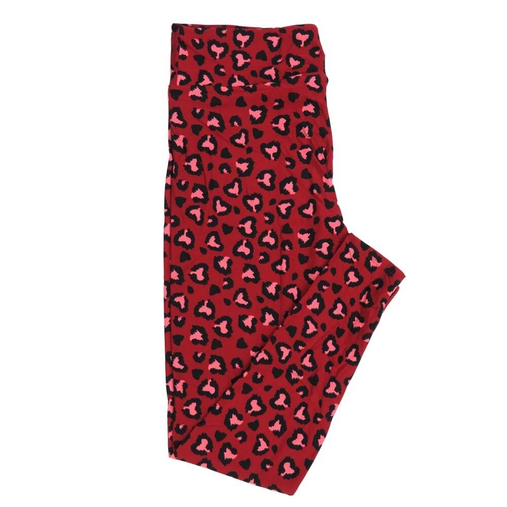 LuLaRoe Kids Sm-Med S/M Valentines Animal Cheetah Print Pink Black Light Pink Kids Leggings fits kids sizes 2-6  1428-A