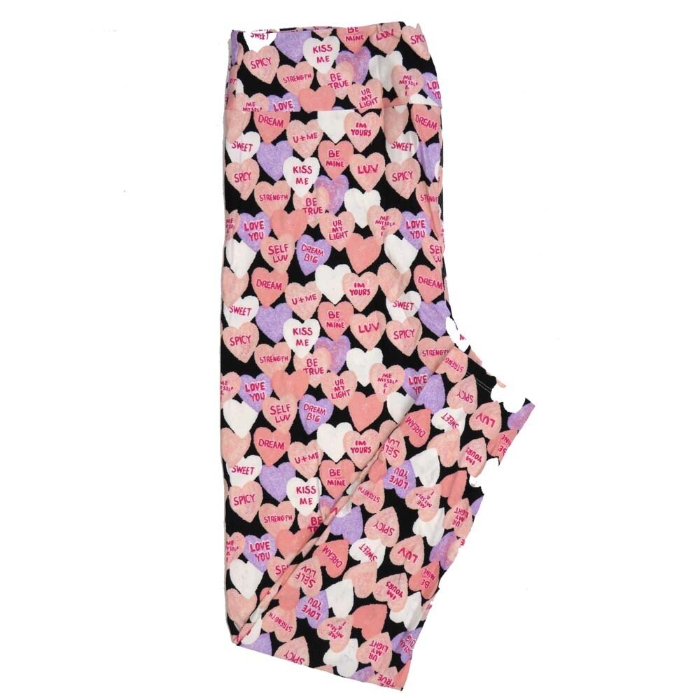 LuLaRoe Kids Sm-Med S/M Valentines Candy Hearts Dream Self Luv Spicy Sweet Black Blue Pink Kids Leggings fits kids sizes 2-6  1427-A