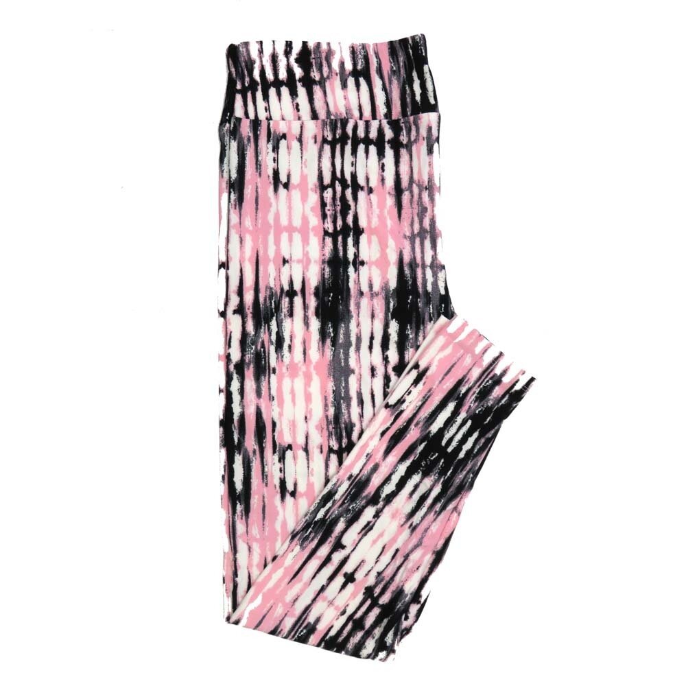 LuLaRoe Kids Sm-Med S/M Valentines Tye Dye Stripe Black Pink White Kids Leggings fits kids sizes 2-6  1425-A