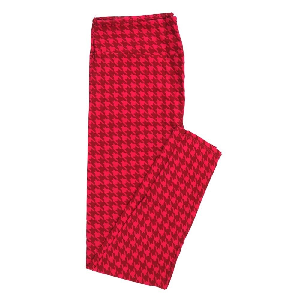 LuLaRoe Kids Sm-Med S/M Valentines Houndstooth Red Pink Kids Leggings fits kids sizes 2-6  1414-A