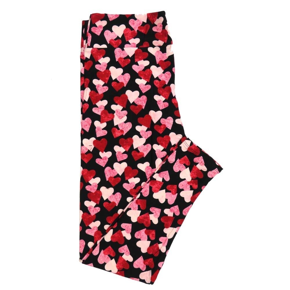 LuLaRoe Kids Sm-Med S/M Valentines Collage of Hearts Black Red White Pink Kids Leggings fits kids sizes 2-6  1411-A