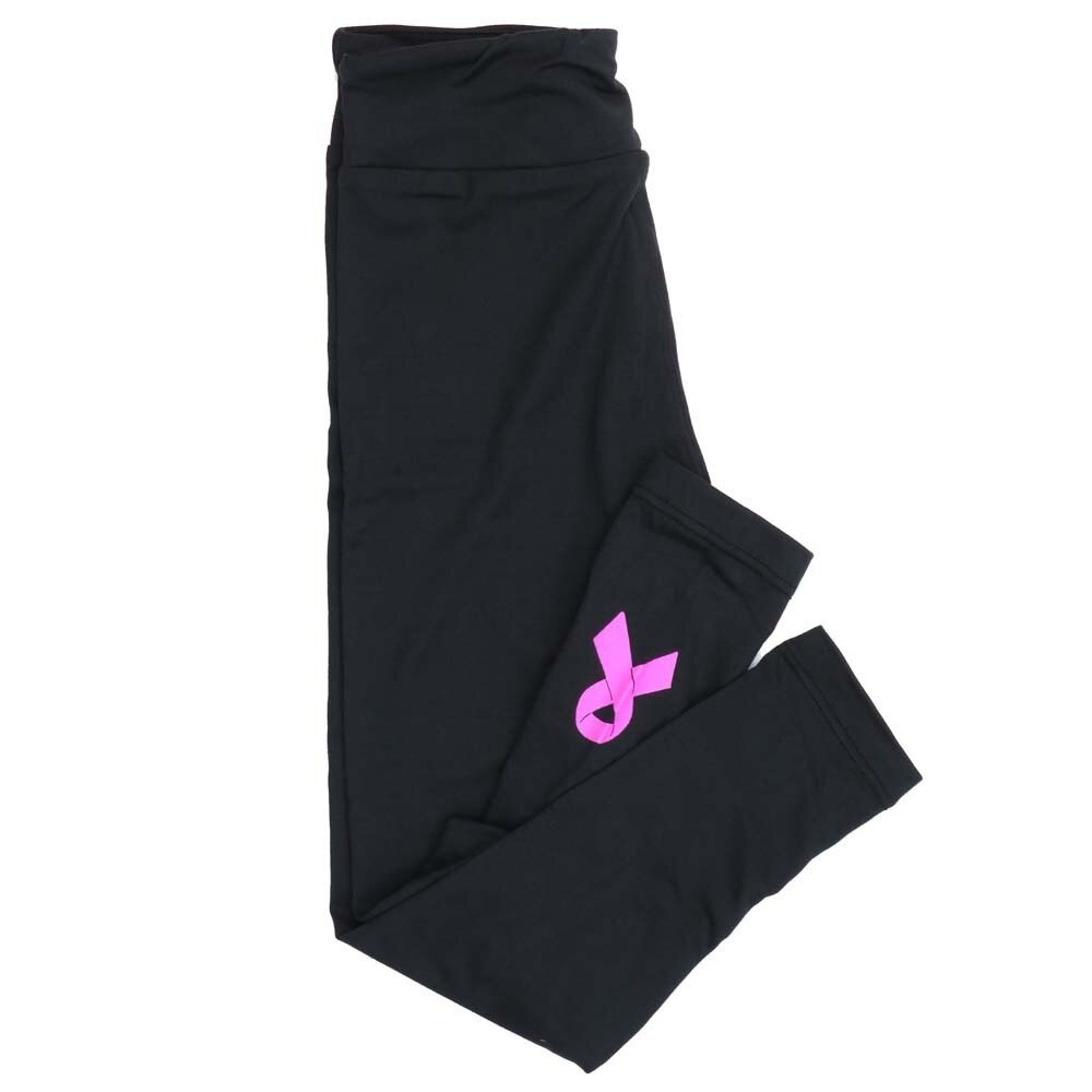 LuLaRoe Kids Sm-Med S/M Breast Cancer Awareness Blue Black  Pink Leggings fits kids sizes 2-6  1344-N