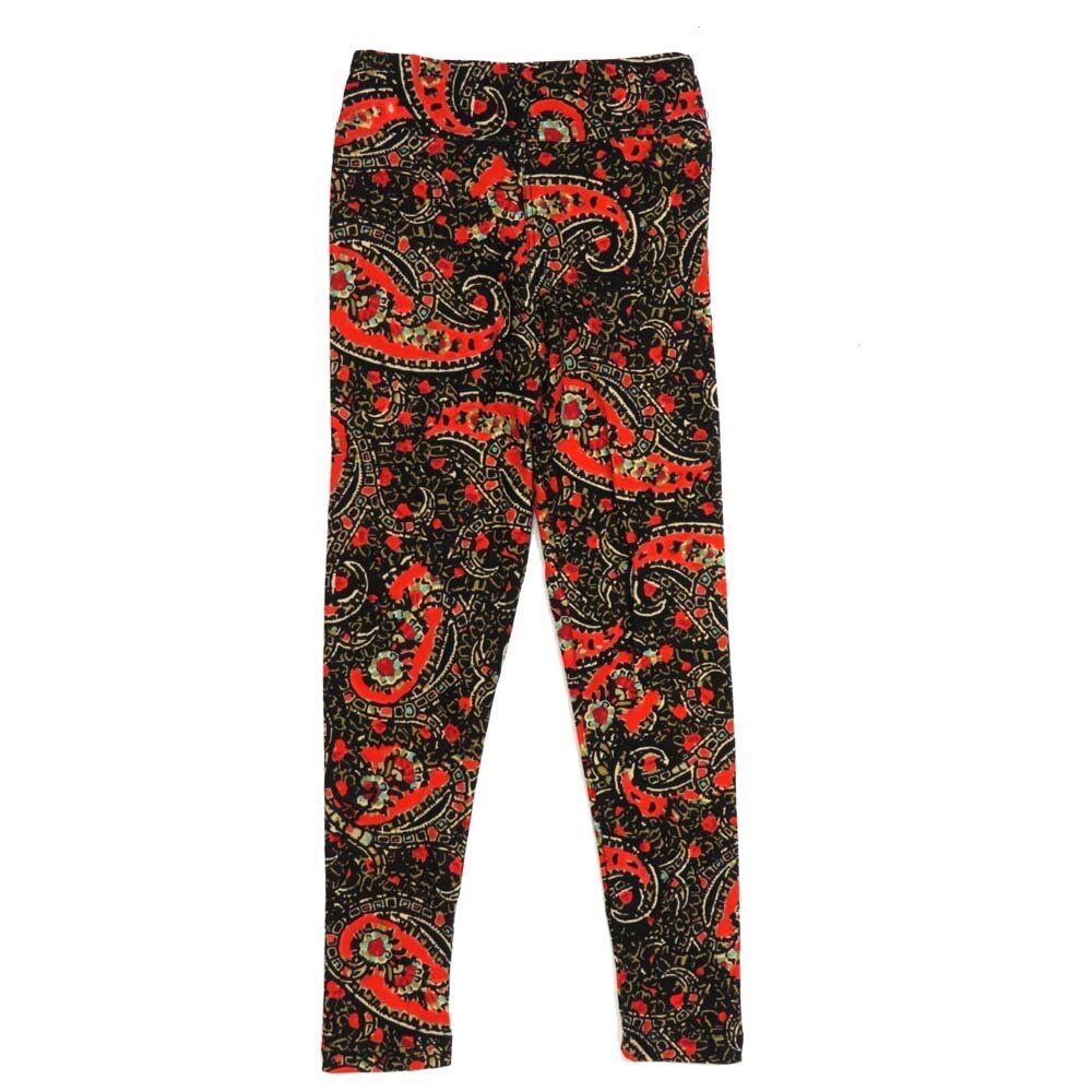 LuLaRoe Kids Sm-Med S/M Floral Paisley Black Red Buttery Soft Leggings fits sizes 2-6  1340-U