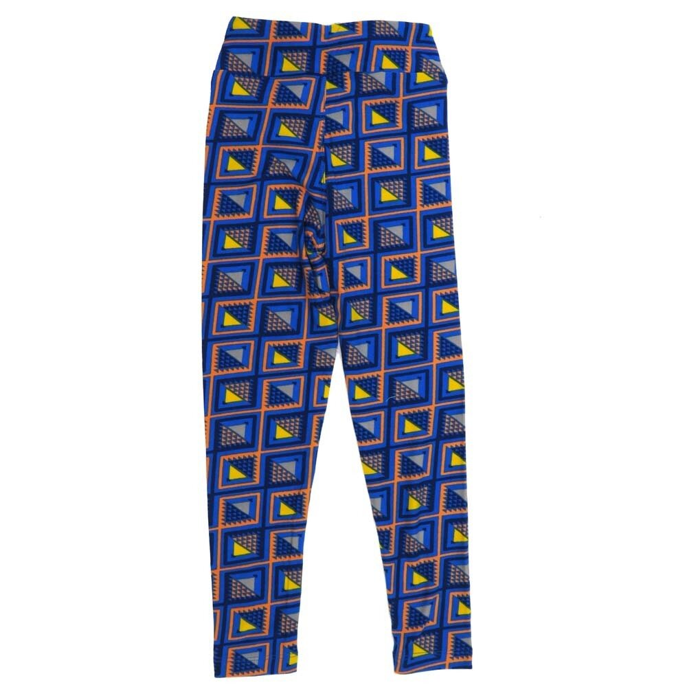 LuLaRoe Kids Sm-Med S/M Stripes Triangles Diamonds Blue Red Yellow Green Black Buttery Soft Leggings fits sizes 2-6  1340-R