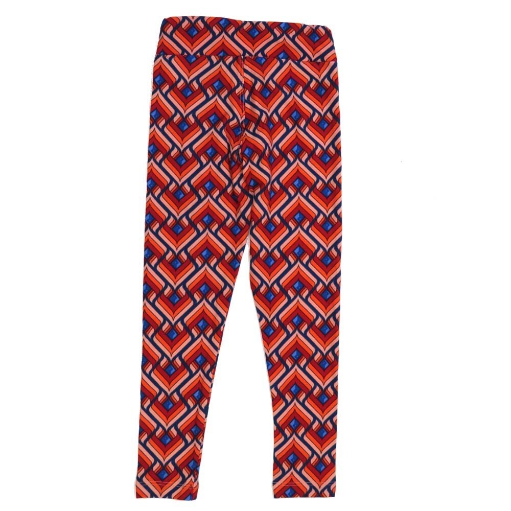 LuLaRoe Kids Sm-Med S/M Geometric Trippy Ribbon Red Pink Blue Buttery Soft Leggings fits sizes 2-6  1340-D